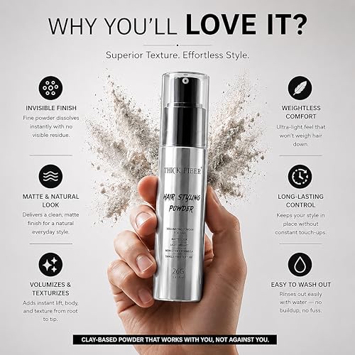Thick Fiber Hair Styling Powder – Tangle-Free, Non-Sticky, No White