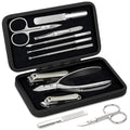 Leipple 9-in-1 Manicure & Pedicure Kit with Magnetic Leather Case - Black
