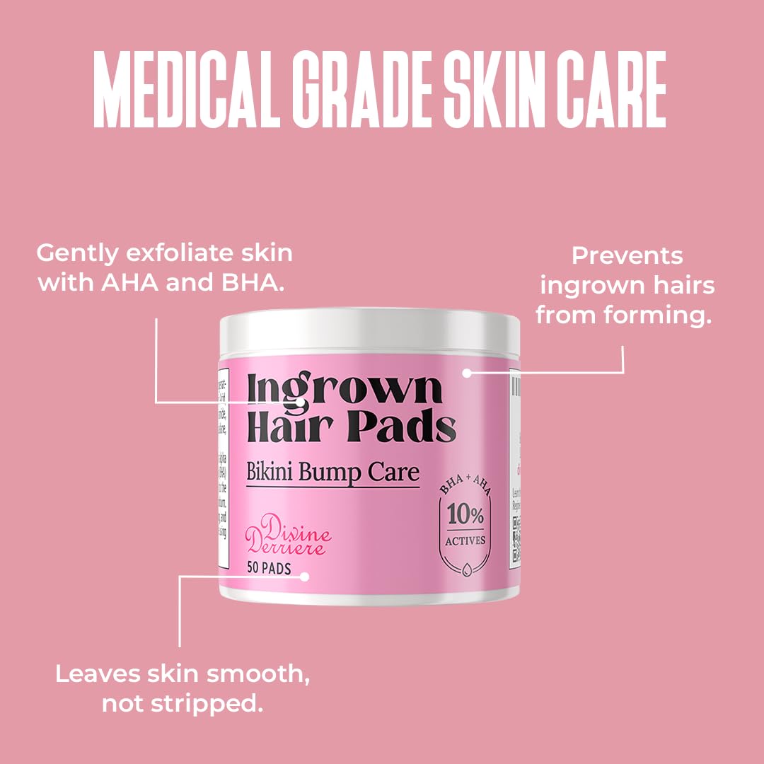 Prevent Ingrown Hairs and Razor Bumps - Ingrown Hair Treatment for Bikini Area and Razor Bumps - Ingrown Hair Pads with BHA & AHA Topicals for Razor Burns, Razor Bump Stopper After Waxing Skin Care