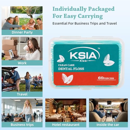 KSIA Dental Floss Picks, 480 Count with 8 Portable Cases