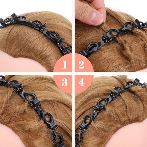 4-Piece Headband with Clips – Adjustable Hair Styling Tool