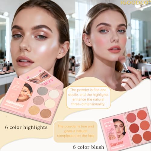 55-Color Eye Shadow Palette with Blush & Highlight - Makeup Kit