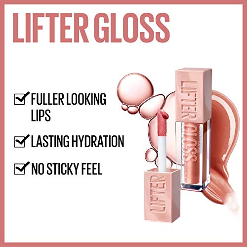 Maybelline Lifter Gloss, Hydrating Lip Gloss with Hyaluronic Acid, High Shine for Plumper Looking Lips, Opal, Pink Neutral, 0.18 Ounce