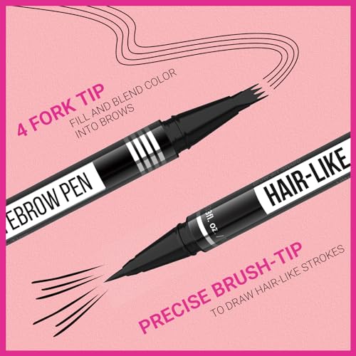 iMethod Microblading Eyebrow Pen - Eyebrow Pencil Magical 2-in-1 Dual-Ended Eye Brow Pencils for Women with 4-Fork-Tip & Ultra Precise Brush-Tip Create Natural Hair-Like Brows, Last All-Day, Brown