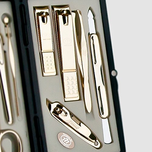 Korean Nail Clipper| World No. 1. Three Seven (777) Premium Quality Gift Travel Manicure Grooming Kit Nail Clipper Set (10 PCs, 2100G), Made in Korea, Since 1975, Gold