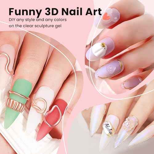 Solid Builder Gel For Nails, Clear, Nail Art for 3D Sculpting Gel Sock Off UV LED with Silicone Mold Salon DIY at Home,16g/0.56oz