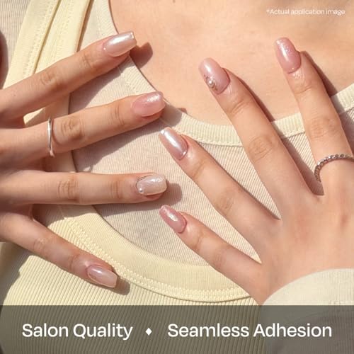 ohora Semi-Cured Gel Nail Strips - Marble Chrome Pink Set