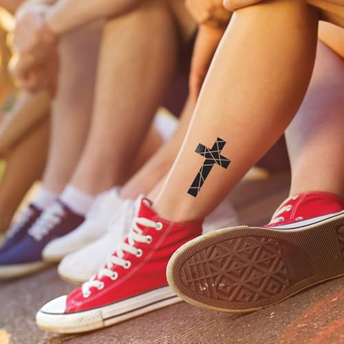 Modern Cross Temporary Tattoos / 3 Styles/Pack of 9 / Skin Safe/Removable