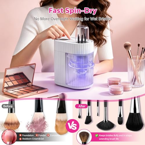 Electric Makeup Brush Cleaner Machine | 3-in-1 Fast Drying, 1200RPM