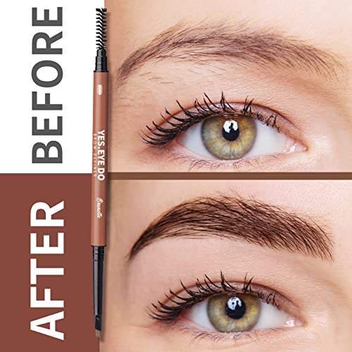 Auburn Eyebrow Pencil, Waterproof Red Eyebrow Pencil, Automatic Brow Pen with Spoolie for Red Hair, Ultra Precise Brow Pen for Defining Filling, Longlasting and Sweat-proof,Auburn YES.EYE DO