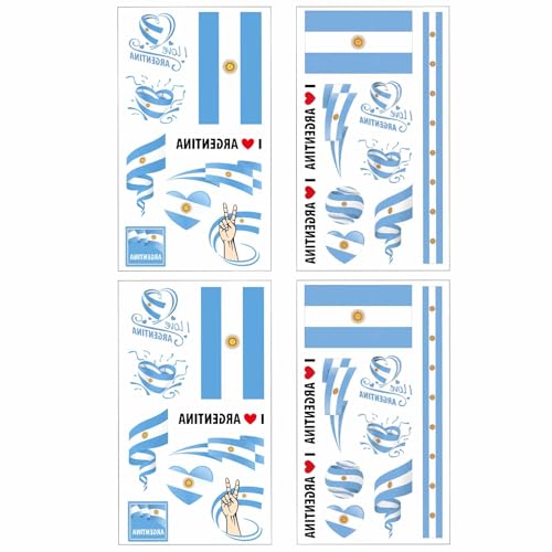 Argentina Flag Temporary Tattoos 40 Pack Waterproof