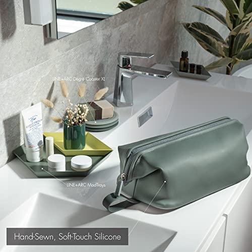 LINE+ARC Easy-to-Clean Silicone Dopp Kit (As Seen in Glamour and GQ) Extra-Wide Opening Anti-Stain (Arctic, 3.5L) Toiletry Bag Travel Set Makeup Organizer Cosmetics Case Fabric Simple Hang Loop