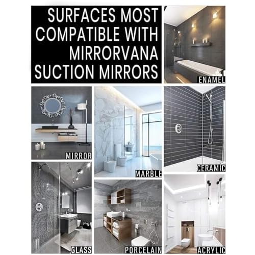 MIRRORVANA Dual Antifog Shower Mirror for Shaving - Shatterproof Mirror with Razor Holder, Upgraded Suction, 360¡Æ Swivel (8" Round, Black)