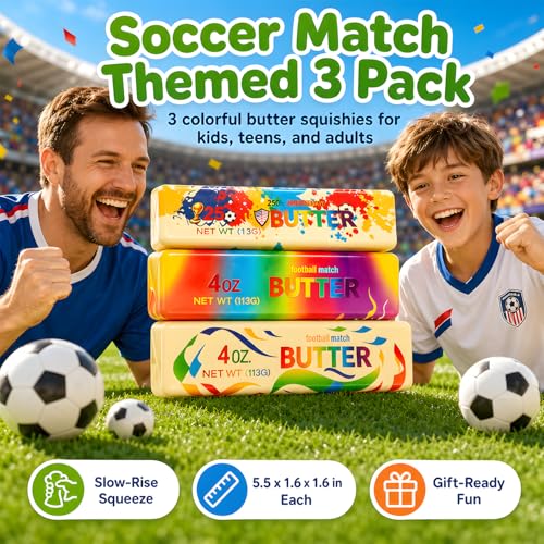Soccer Butter Squishy 3 Pack - Slow Rising Fidget Toys