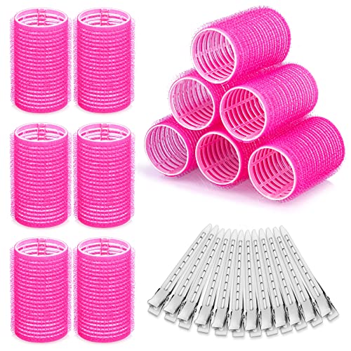 Hair Rollers 12Pc Set with Clips - 33mm Self-Grip Curlers