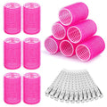 Hair Rollers 12Pc Set with Clips - 33mm Self-Grip Curlers