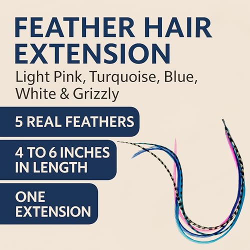 Feather Hair Extension Multicolor – 5 Real Feathers, 4-6 Inches
