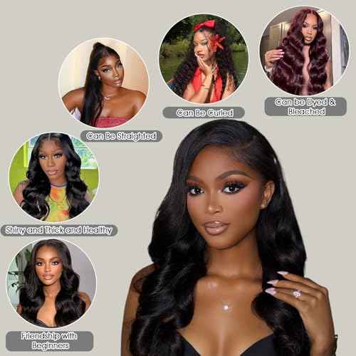 Human Hair Bundles Body Wave 10 12 14 16 Inch 4 Bundles 12A Human Hair Extensions 100% Unprocessed Brazilian Virgin Human Hair Deals Quick Weave Bundles Wet Wave Hair