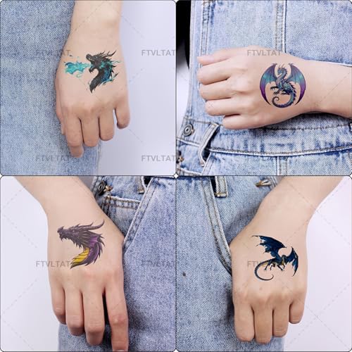 Dragon Temporary Tattoos - 36 Sheets Waterproof Fake Tattoos