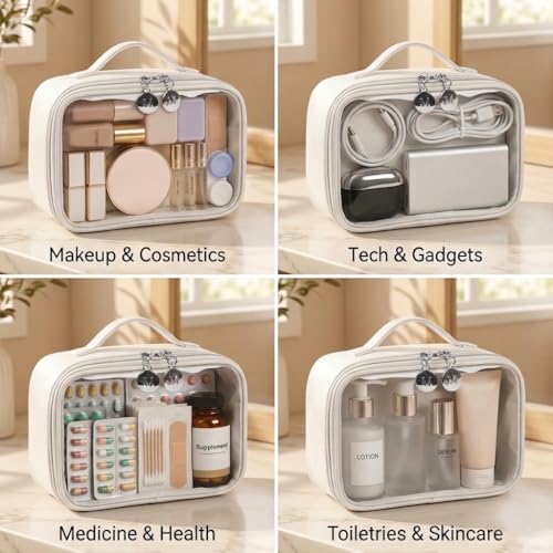 Travel Toiletry Bag with Clear Front & Handle - Waterproof
