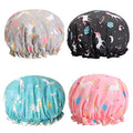 Unicorn Shower Cap 4-Pack Waterproof Double Layer Bath Bonnet