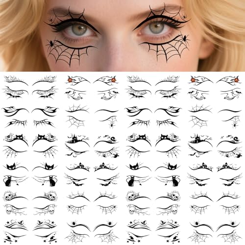 24pcs Halloween Temporary Tattoo Stickers with Lash Designs