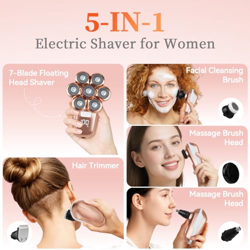 Women’s 5-in-1 Waterproof Electric Shaver with Magnetic Head & LED Display