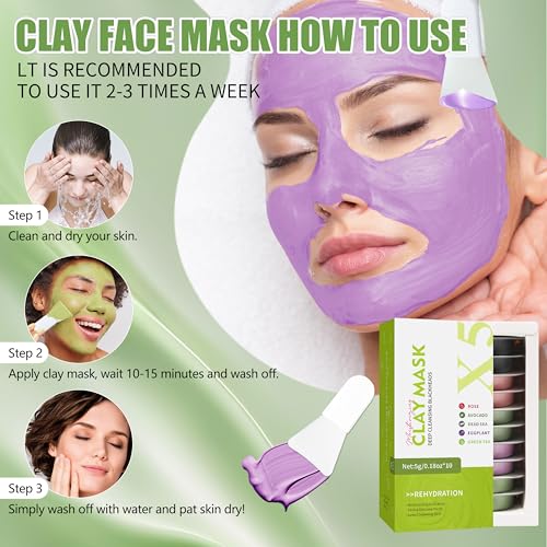 Clay Facial Mask Set - 10 Pods with Rose, Green Tea & Dead Sea Mud