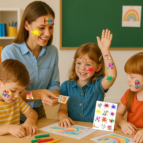 96 Piece Pre-Cut Temporary Tattoos for Kids - Art Party Favors