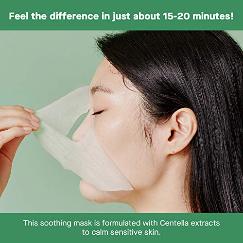 COSRX Cica Calming True Sheet Mask, 21ml/0.71 fl.oz, Centella Face Mask with Centella Asiatica, Lightweight Finish, Parabens Free, Korean Skin Care