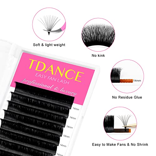TDANCE Easy Fan Lash Extensions 0.07mm D Curl 14-19mm