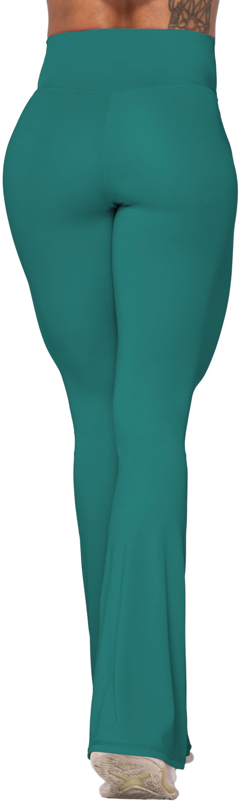 Sunzel Flare Leggings, Crossover Yoga Pants with Tummy Control, High-Waisted and Wide Leg, 30" Inseam, Jasper Green, X-Small