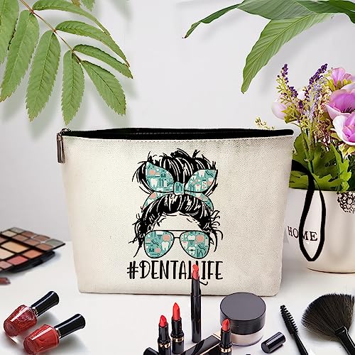 ZHANTUONE Dental Life Cosmetic Bag - Best Birthday Gift for Dentists, Dental Hygienist Makeup Bag, Funny Dentist Gift