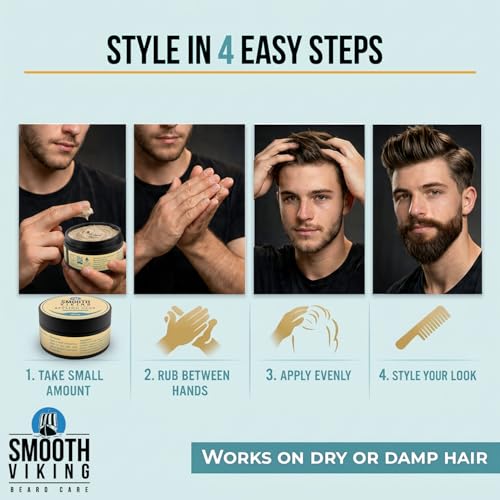 Smooth Viking Hair Clay for Men | Strong Hold Matte Finish 2oz