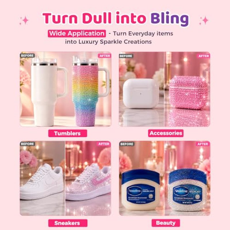 68000Pcs Rhinestones 48 Colors Bedazzling Kit with Glue & Tools
