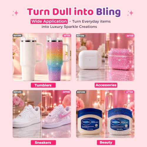 68000Pcs Rhinestones 48 Colors Bedazzling Kit with Glue & Tools
