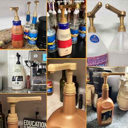 1 Pack Gold Sauce Pump Dispenser for 64 oz Chocolate and Caramel Sauce Bottles, Reusable Large 15CC Syrup Pump for Vanilla Mocha Sauces