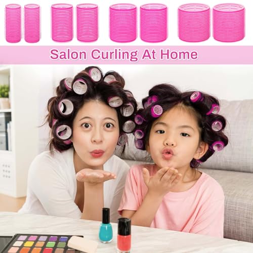 24Pc Self-Grip Hair Rollers Set with 4 Sizes & Clips