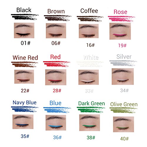 12-Color Waterproof Eyeliner Pencil Set