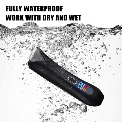 Men's Electric Body & Ball Hair Trimmer, 4-in-1 Ceramic Blade, Waterproof, Type C Charging, Black