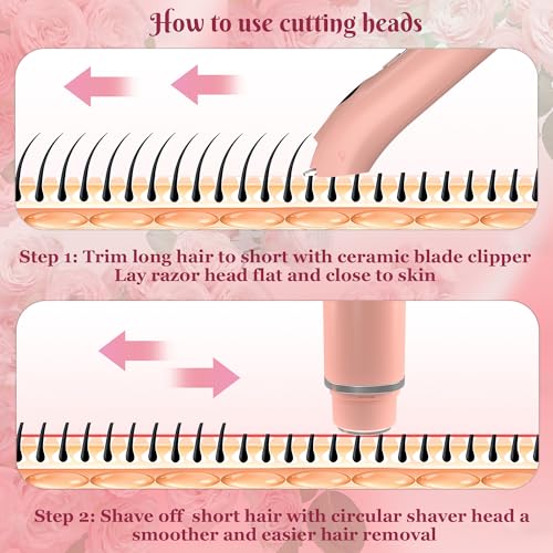 Bikini Trimmer for Women,4 in 1 Electric Razors for Women with Ceramic Blades,Waterproof Pubic Hair and Face Har Trimmer,Replacement Noise Hair and Eyebrow Shaver,Grooming Kit for Travel