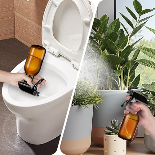 4 oz Amber Glass Spray Bottles - 2 Pack, 360° All-Angle Nozzle, UV Protection