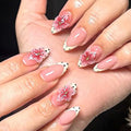 Jremg Color6 Pink Flower Polka Dot French Tip Press On Nails 24Pcs Summer Cute Fake Nails