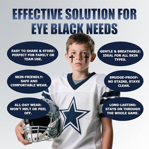 48Pairs 2Style Cross Eye Black Temporary Tattoos, Smudgeproof EyeBlack Sticker for Football Baseball Softball Lacrosse Themed Birthday Party Supplies