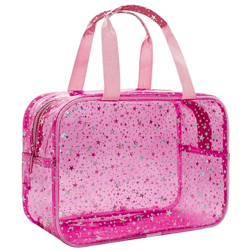 Clear Star Makeup Bag with Handle - 12x5x8 inch PVC
