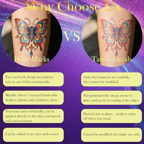 Metallic Glitter Temporary Tattoo Markers 15-Pack