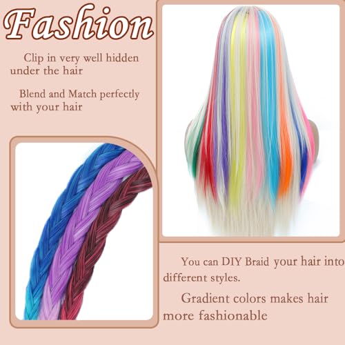 Crystal Blue Clip-In Hair Extensions 22 Inch - 12 Pcs