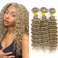Ash Blonde Deep Wave Human Hair Bundles - 22 Inch, 50g