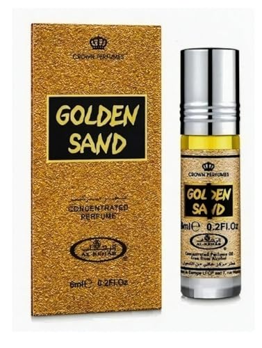 Al-Rehab Golden Sand 0.2 Fl Oz Unisex Perfume Oil Rollerball – Warm, Sweet Amber & Musky Fragrance