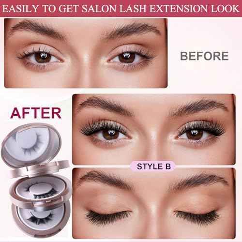 Magnetic Eyelashes Natural Look, Eyelashes with Applicator, Natural Look, Reusable Glue-free False Eyelashes Series (Nature Series(EA10+EM10))